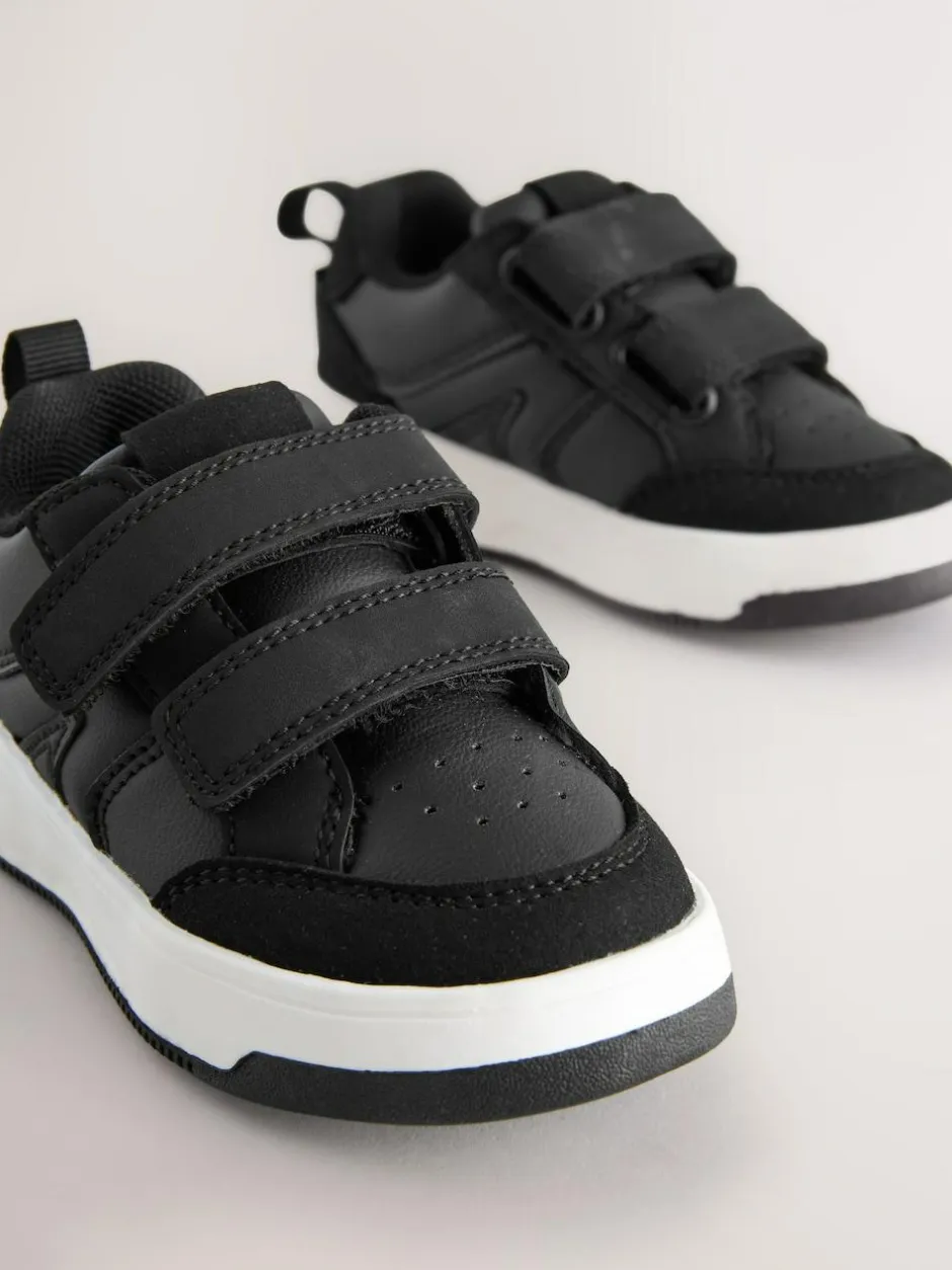 Next Standard Fit (F) Touch Fastening Two Strap Trainers Black Discount