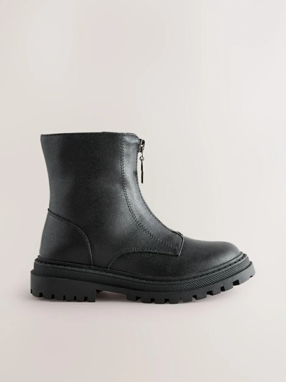 Next Standard Fit (F) Zip Front Ankle Boots Black Discount