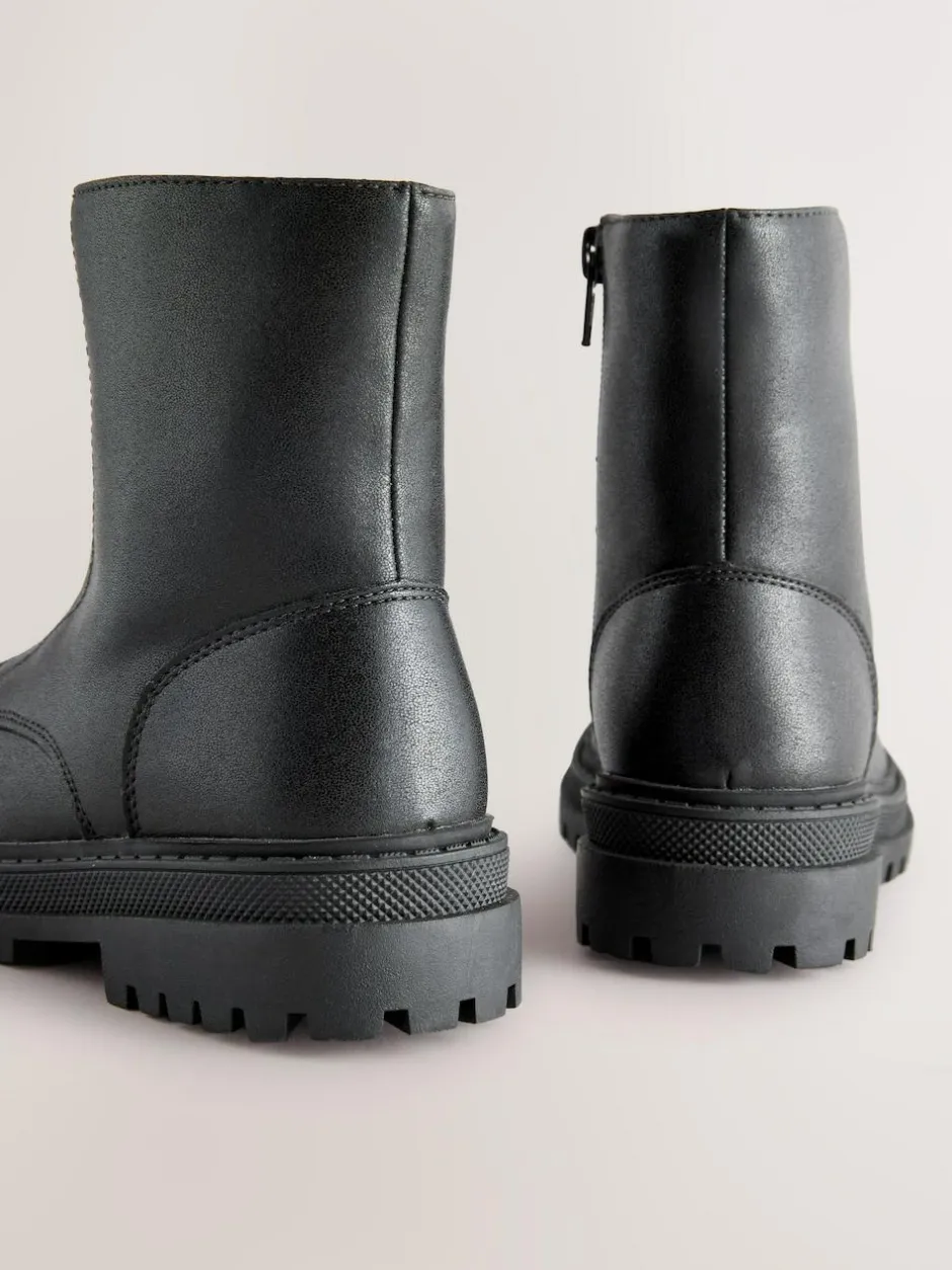 Next Standard Fit (F) Zip Front Ankle Boots Black Discount