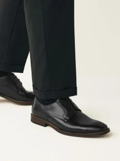 Next Standard Fit Leather Contrast Sole Derby Shoes Black Discount