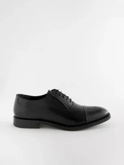 Next Black Standard Fit Leather Oxford Toecap Shoes Online