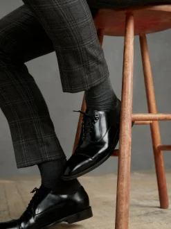Next Standard Fit Signature Leather Sole Oxford Toe Cap Shoes Black Sale