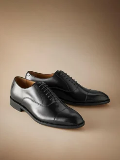 Next Standard Fit Signature Leather Sole Oxford Toe Cap Shoes Black Sale