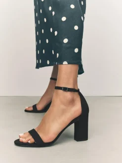 Next Black Standard/Wide Fit Block Heel Sandals Discount