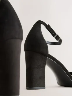 Next Black Standard/Wide Fit Block Heel Sandals Discount