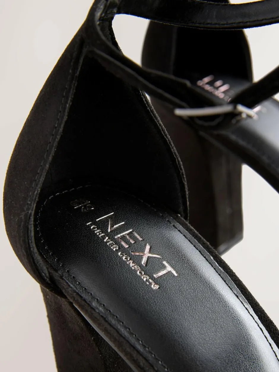 Next Black Standard/Wide Fit Block Heel Sandals Discount