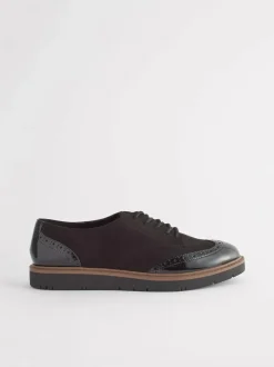 Next Black Standard/Wide Fit Brogue Lace Up Chunky Sole Shoes Discount