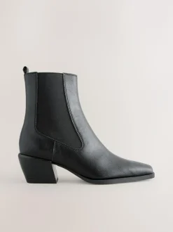 Next Standard/Wide Fit Chelsea Style Western Cowboy Boots Black Clearance