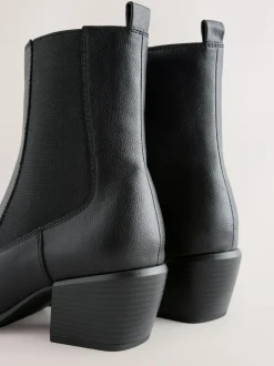 Next Standard/Wide Fit Chelsea Style Western Cowboy Boots Black Clearance