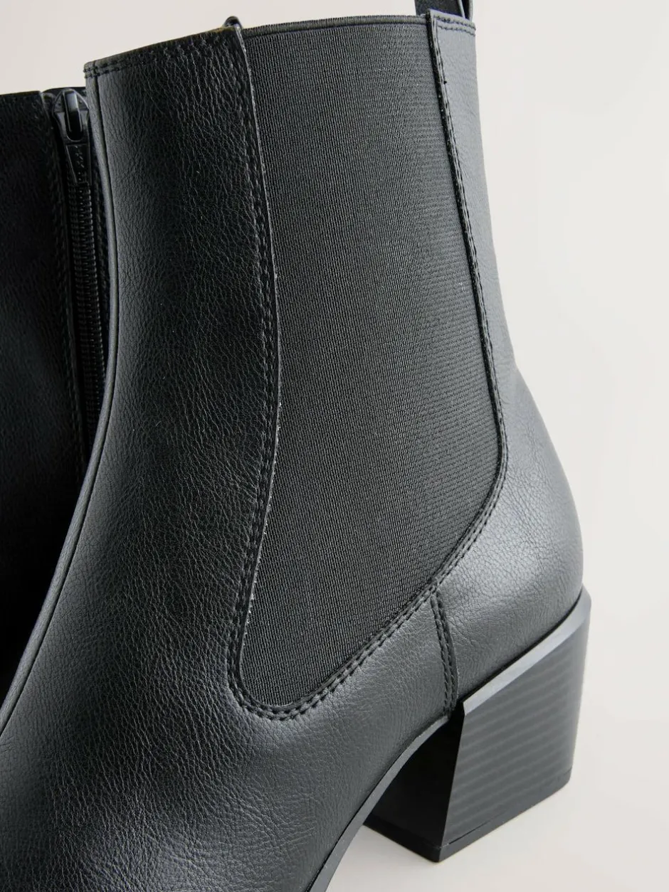 Next Standard/Wide Fit Chelsea Style Western Cowboy Boots Black Clearance