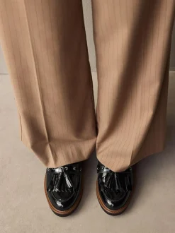 Next Standard/Wide Fit Chunky Patent Tassel Detail Loafers Black Outlet