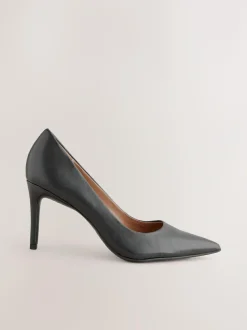 Next Black Standard/Wide Fit Leather Mid Court Shoes Clearance