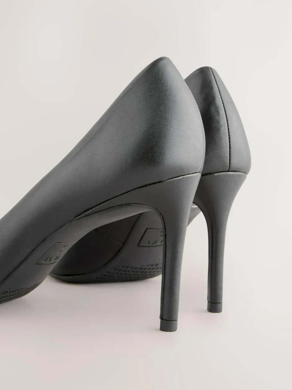 Next Black Standard/Wide Fit Leather Mid Court Shoes Clearance