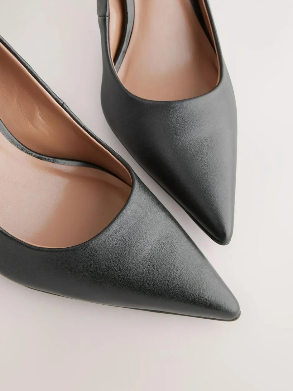 Next Black Standard/Wide Fit Leather Mid Court Shoes Clearance
