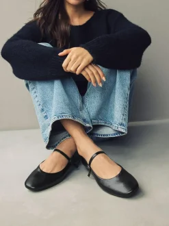 Next Standard/Wide Fit Round Toe Mary Jane Shoes Black Clearance