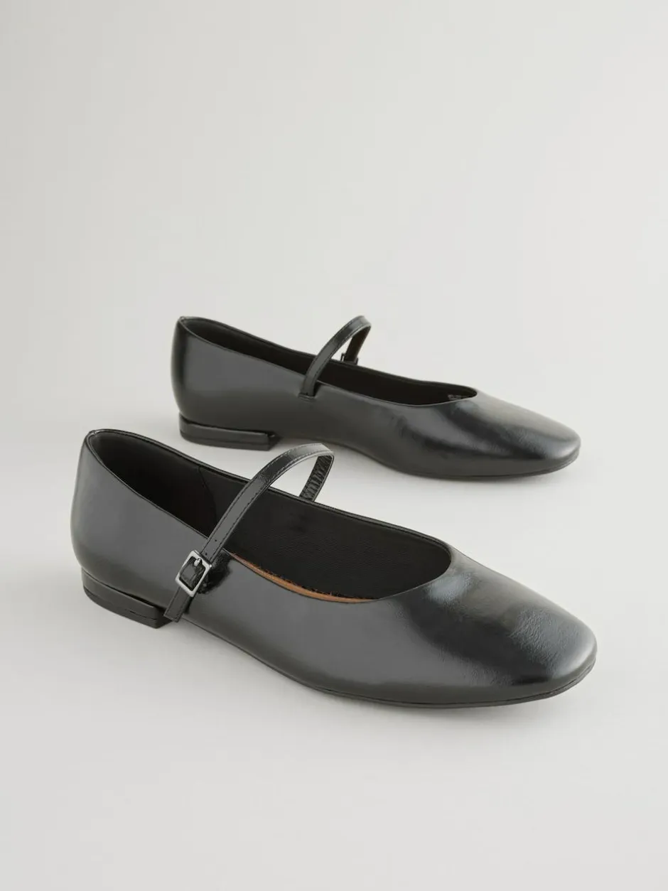 Next Standard/Wide Fit Round Toe Mary Jane Shoes Black Clearance