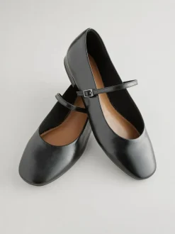 Next Standard/Wide Fit Round Toe Mary Jane Shoes Black Clearance
