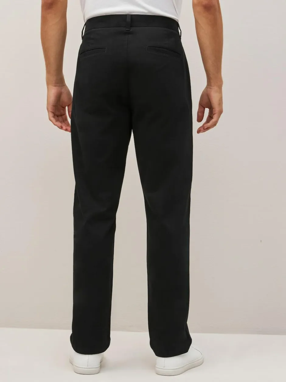 Next Straight Fit 100% Cotton Chino Trousers Black New