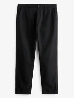 Next Straight Fit 100% Cotton Chino Trousers Black New