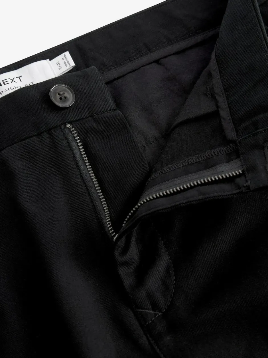 Next Straight Fit 100% Cotton Chino Trousers Black New