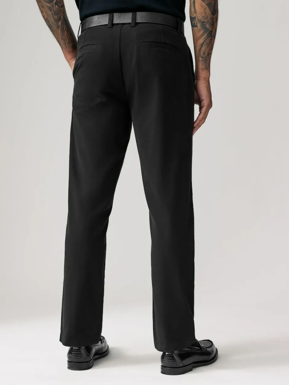 Next Straight Fit Belted Soft Touch Chino Trousers Black Discount