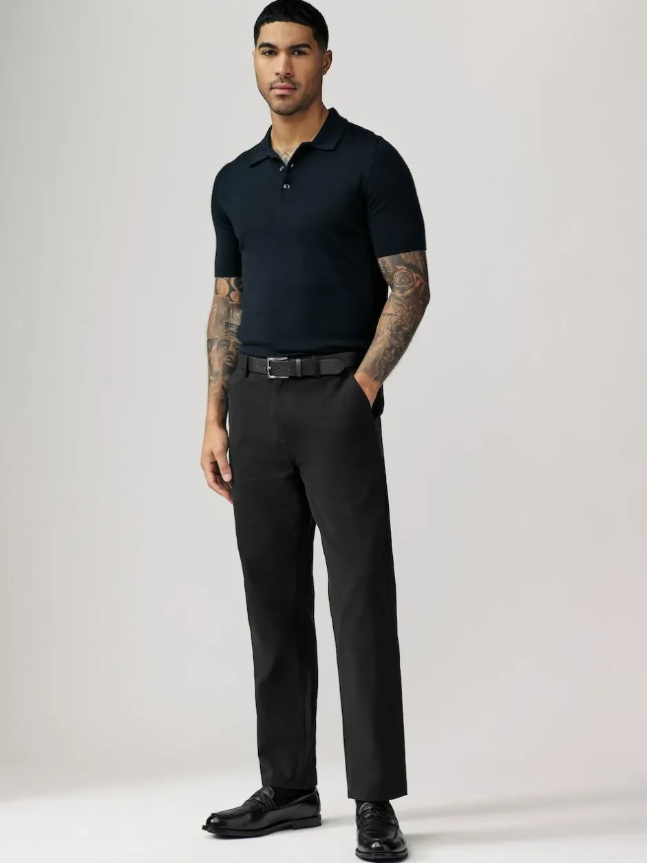 Next Straight Fit Belted Soft Touch Chino Trousers Black Discount