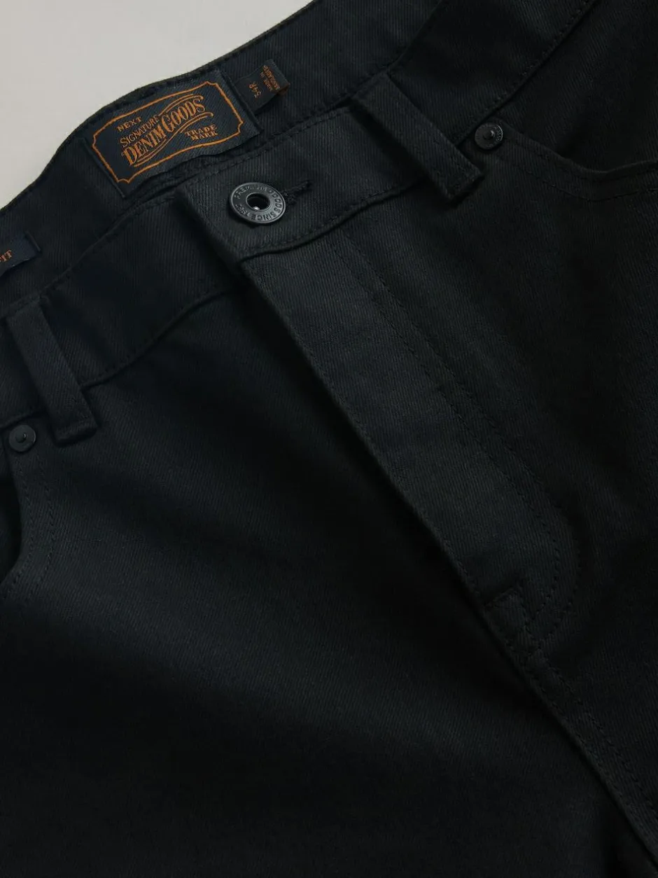 Next Straight Fit Signature Belted Jeans Black Outlet