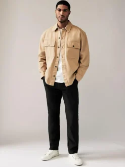 Next Black Straight Fit Stretch Chinos Trousers