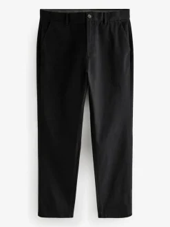 Next Black Straight Fit Stretch Chinos Trousers