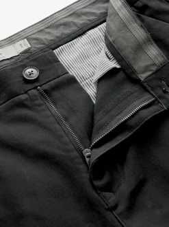 Next Black Straight Fit Stretch Chinos Trousers