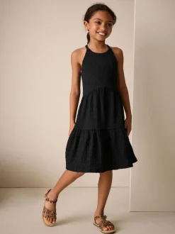 Next Black Strappy Crinkle Summer Dress (3-16yrs) Discount
