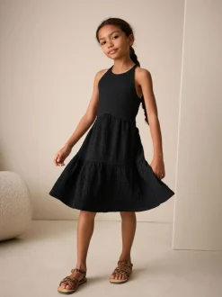 Next Black Strappy Crinkle Summer Dress (3-16yrs) Discount