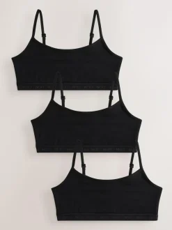 Next Strappy Crop Tops 3 Pack (5-16yrs) Black Outlet