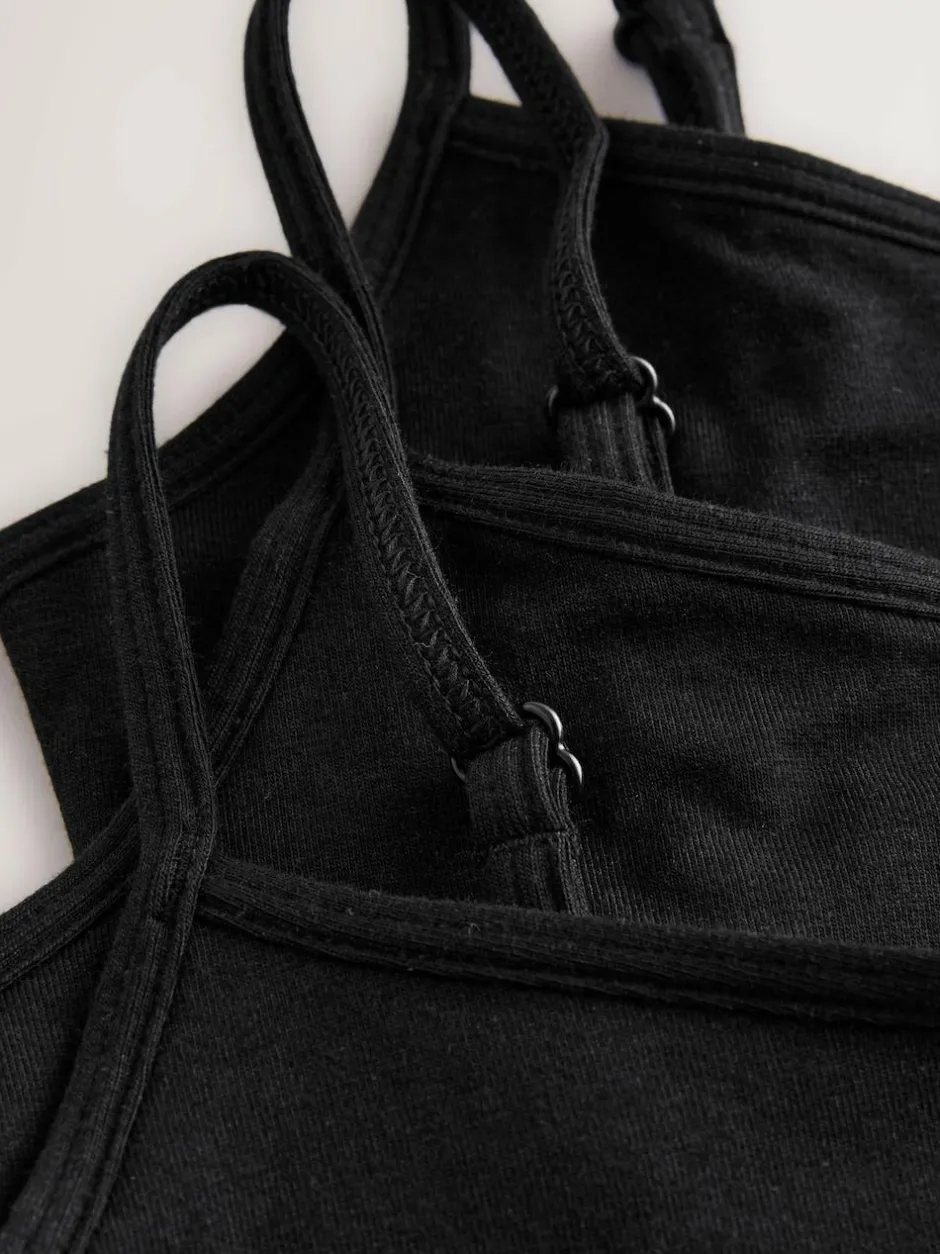 Next Strappy Crop Tops 3 Pack (5-16yrs) Black Outlet