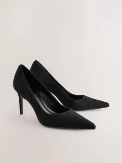 Next Extra Wide Fit Leather Mid Court Shoes Black Suede Sale