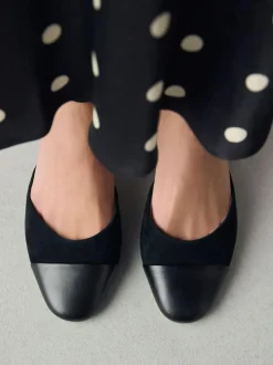 Next Toe Cap Block Heels Black Suede Outlet