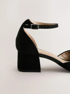Next Toe Cap Block Heels Black Suede Outlet