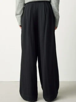 Next Superwide Pleated Trousers Black Clearance