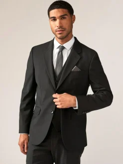 Next Black Tailored Fit Tailored Fit Wool Blend Motionflex Suit Jacket Sale
