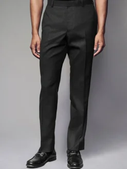 Next Tailored Fit Textured Wool Blend Suit Trousers Black Hot