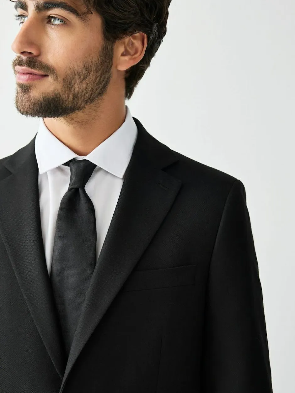 Next Tailored Fit Textured Suit Jacket Black Best
