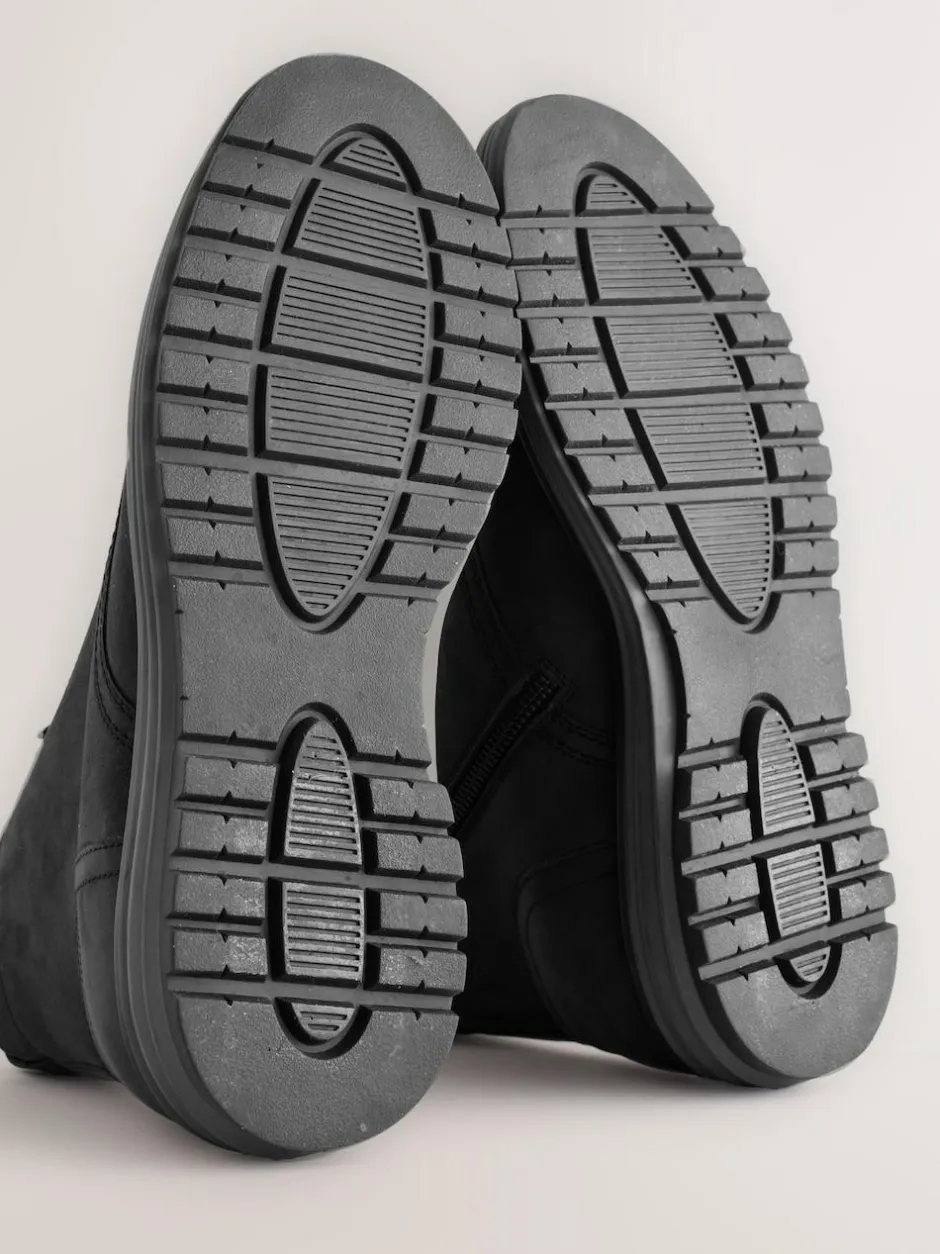 Next Tall Leather Apron Toe Boots Black Sale