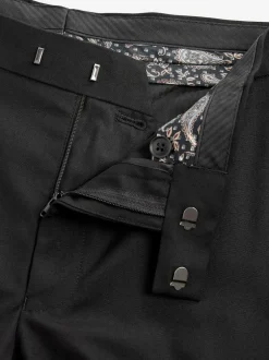 Next Slim Fit Tuxedo Suit Trousers Black Tape Detail New