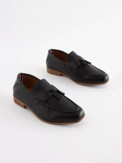 Next Wide Fit (G) Smart Loafers Black Tassel Sale