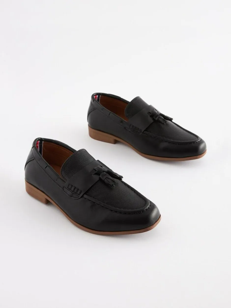 Next Wide Fit (G) Smart Loafers Black Tassel Sale