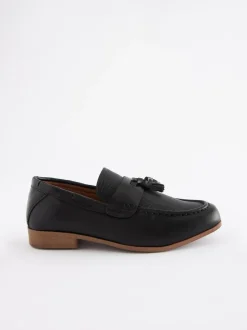 Next Wide Fit (G) Smart Loafers Black Tassel Sale