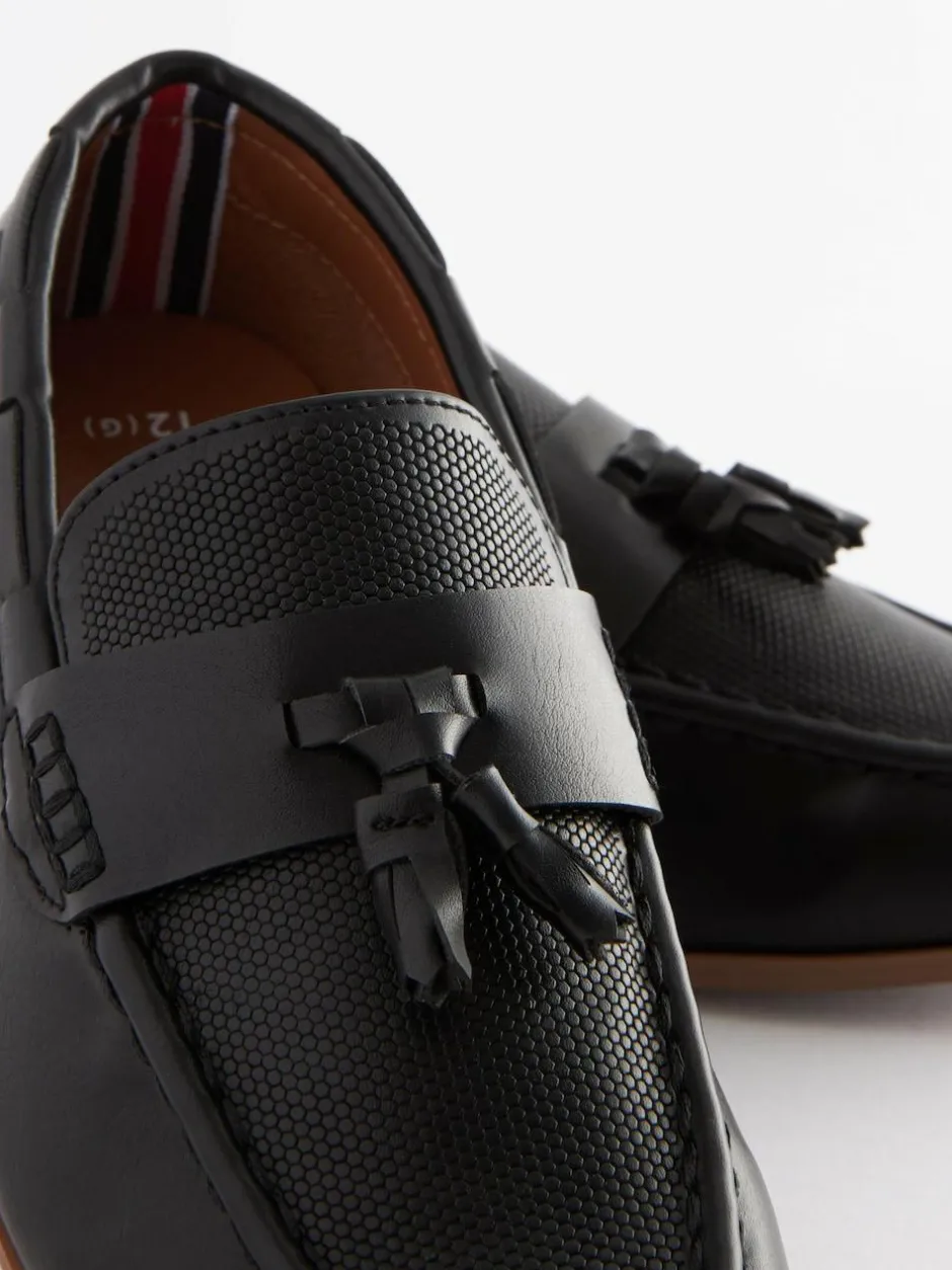 Next Wide Fit (G) Smart Loafers Black Tassel Sale