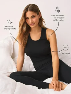 Next Thermal Maximum Warmth Cosy Ribbed Vest Black Hot