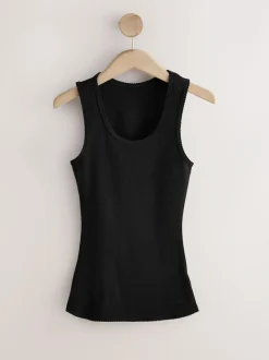 Next Thermal Maximum Warmth Cosy Ribbed Vest Black Hot