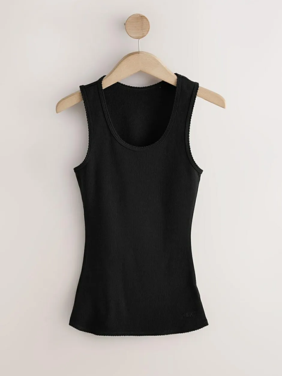 Next Thermal Maximum Warmth Cosy Ribbed Vest Black Hot